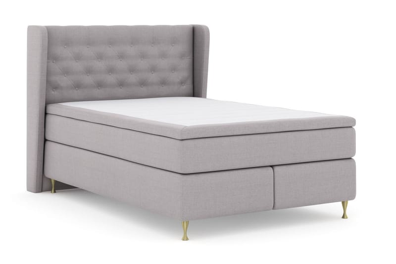 LEXI No 4 Sängpaket 140 Fast/Medium - Ljusgrå/Guld - Möbler - Sovrum - Sängar - Komplett Sängpaket
