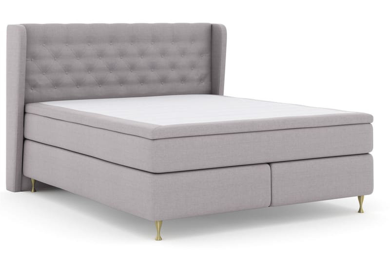LEXI No 5 Sängpaket 210x210 Fast/Medium Watergel - Ljusgrå/Guld - Möbler - Sovrum - Sängar - Komplett Sängpaket