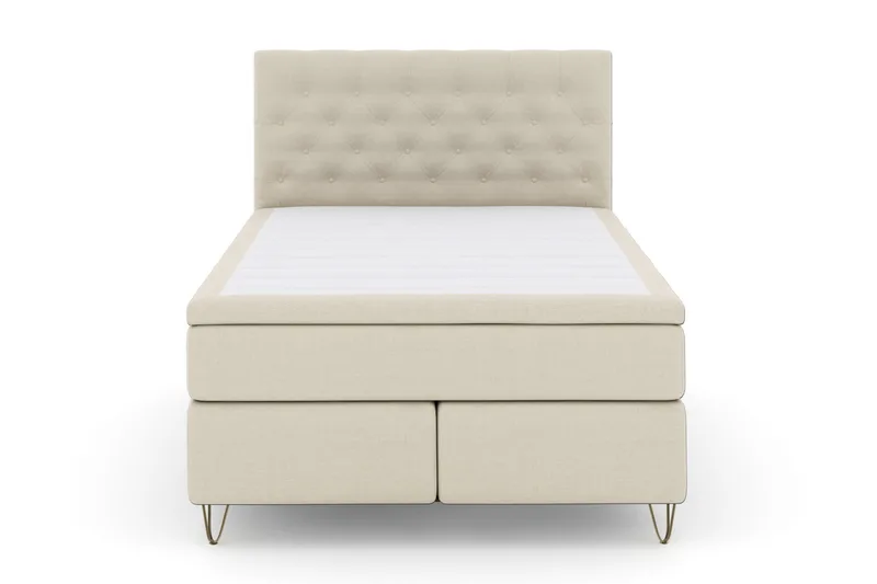 LEXI No 6 Sängpaket 140 Medium Latex/Memory - Beige/Metall V-form - Möbler - Sovrum - Sängar - Kontinentalsängar