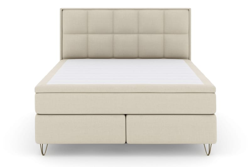 LEXI No 6 Sängpaket 180 Fast Memory/Pocket - Beige/Metall V-form - Möbler - Sovrum - Sängar - Komplett Sängpaket
