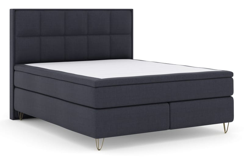 LEXI No 6 Sängpaket 180 F/M Memory/Pocket - Blå/Metall V-form - Möbler - Sovrum - Sängar - Kontinentalsängar