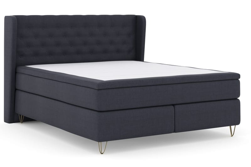 LEXI No 6 Sängpaket 210x210 F/M Memory/Pocket - Blå/Metall V-form - Möbler - Sovrum - Sängar - Komplett Sängpaket
