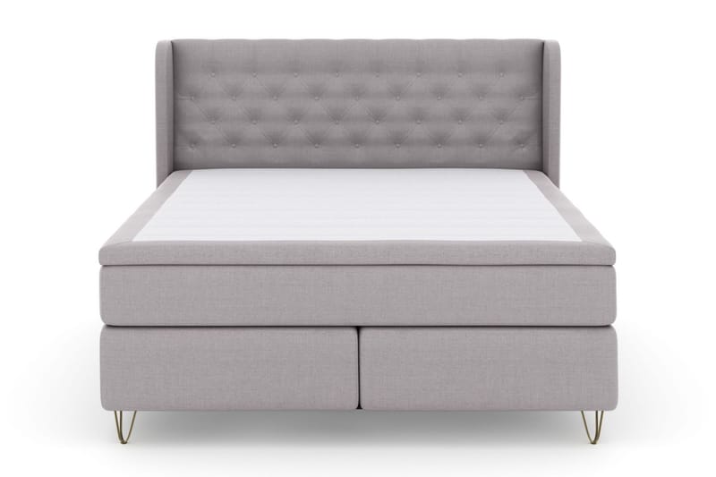 LEXI No 6 Sängpaket 210x210 F/M Memory/Pocket - Ljusgrå/Metall V-form - Möbler - Sovrum - Sängar - Komplett Sängpaket