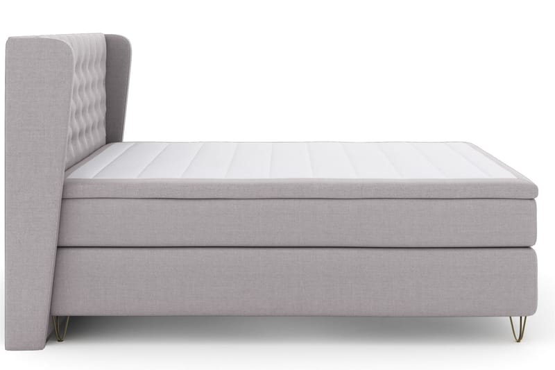 LEXI No 6 Sängpaket 210x210 F/M Memory/Pocket - Ljusgrå/Metall V-form - Möbler - Sovrum - Sängar - Komplett Sängpaket