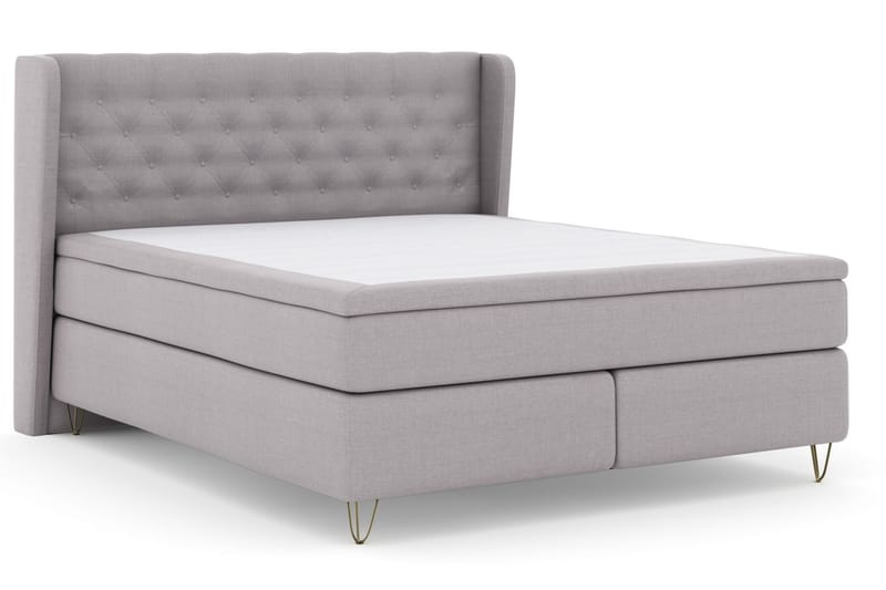 LEXI No 6 Sängpaket 210x210 F/M Memory/Pocket - Ljusgrå/Metall V-form - Möbler - Sovrum - Sängar - Komplett Sängpaket