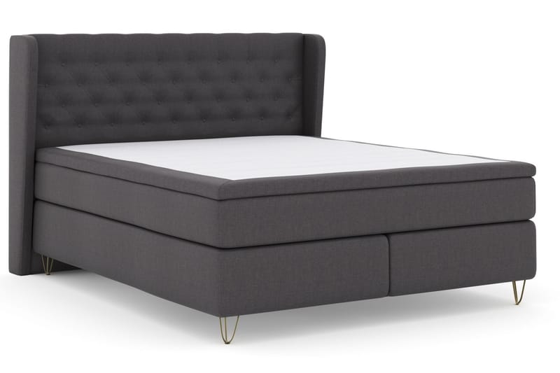 LEXI No 6 Sängpaket 210x210 F/M Memory/Pocket - Mörkgrå/Metall V-form - Möbler - Sovrum - Sängar - Komplett Sängpaket