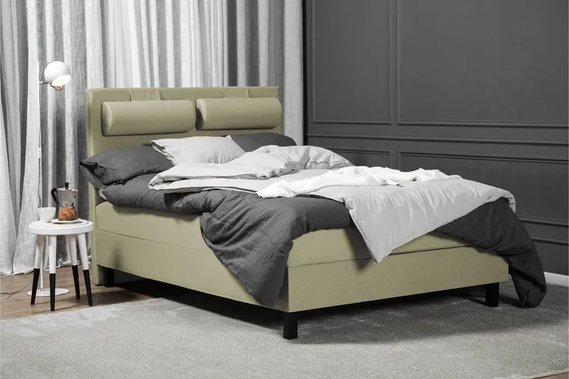 Lucky Komplett Sängpaket 140x200 Skum Slät Sänggavel - Grön - Möbler - Sovrum - Sängar - Kontinentalsängar