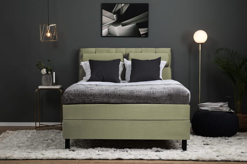 Lucky Komplett Sängpaket 140x200 Polyeter Diamant Sänggavel - Nackkudde Stor Grön - Möbler - Sovrum - Sängar - Kontinentalsängar