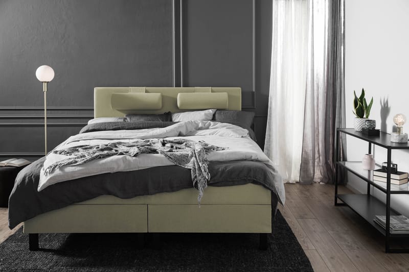 Lucky Komplett Sängpaket 160x200 Skum Slät Sänggavel - Nackkudde Stor Grön - Möbler - Sovrum - Sängar - Kontinentalsängar