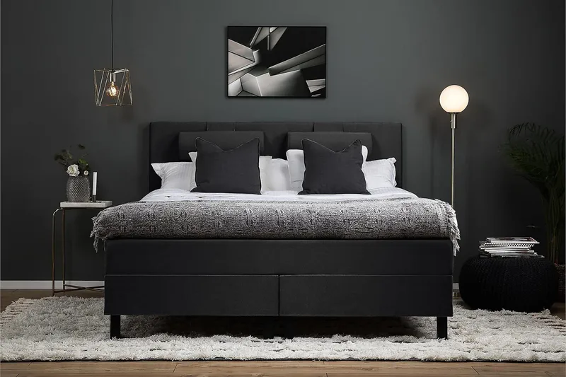 Lucky Kontinentalsäng 150x200 Polyester - Svart/Grå - Möbler - Sovrum - Sängar - Kontinentalsängar