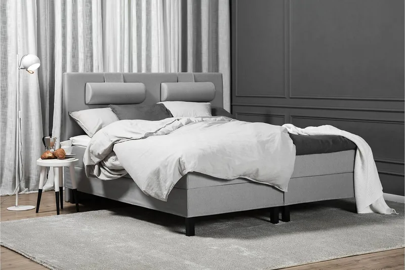 Lucky Sängpaket 150x200 SkumSlät Sänggavel - Grå - Möbler - Sovrum - Sängar - Kontinentalsängar