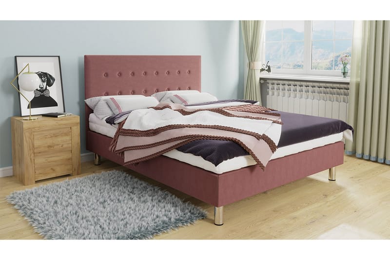 LUX Kontinentalsäng 140x204 cm Rosa - Rosa - Möbler - Sovrum - Sängar - Kontinentalsängar