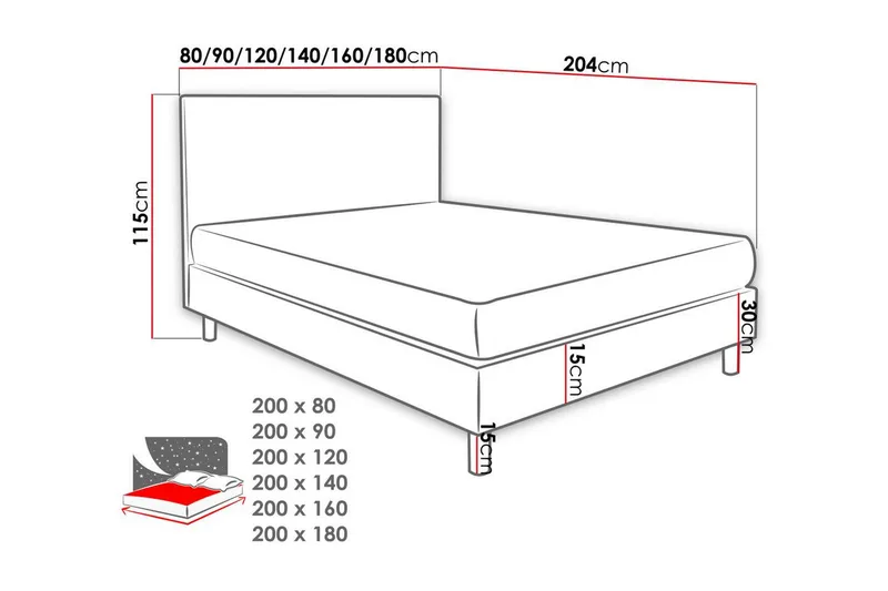 Lux Kontinentalsäng 160x204 cm - Grön - Möbler - Sovrum - Sängar - Kontinentalsängar