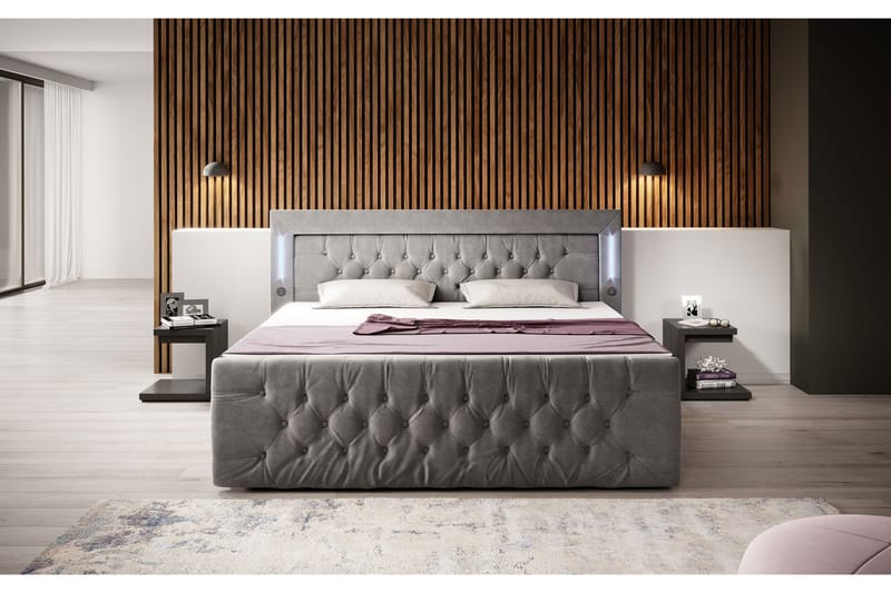 Madelyn Sängpaket Kontinentalsäng med Förvaring 160x200 Grå - (+Fler val) - Komplett Sängpaket - Kontinentalsängar