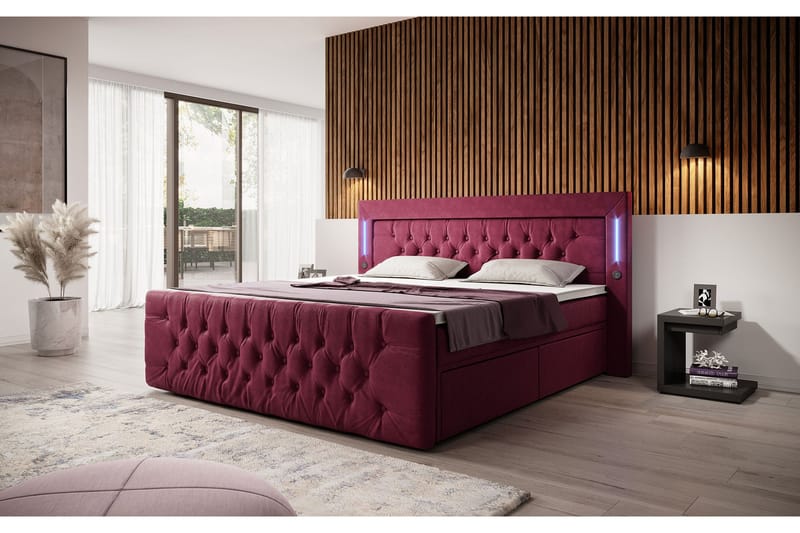 Madelyn Sängpaket Kontinentalsäng med Förvaring 160x200 Röd - (+Fler val) - Komplett Sängpaket - Kontinentalsängar