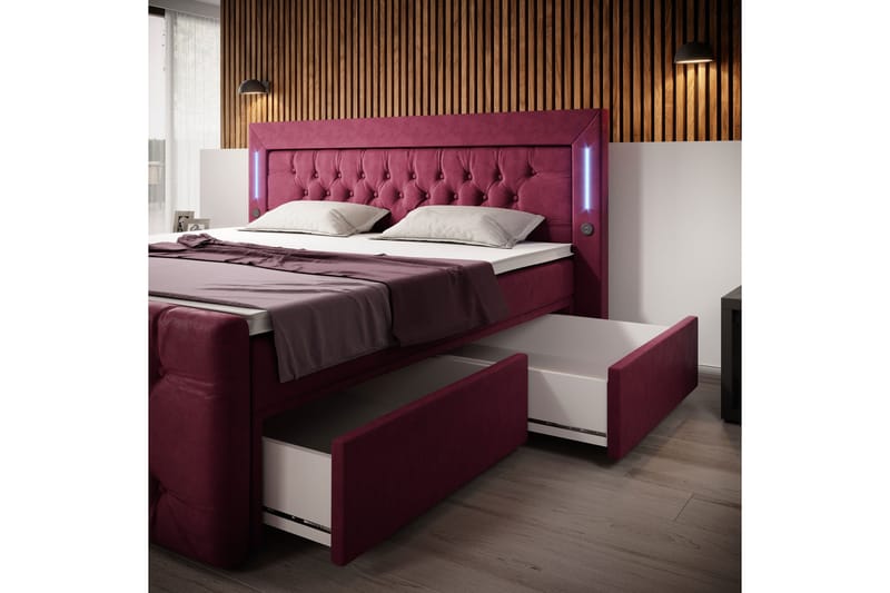 Madelyn Sängpaket Kontinentalsäng med Förvaring 160x200 Röd - (+Fler val) - Komplett Sängpaket - Kontinentalsängar