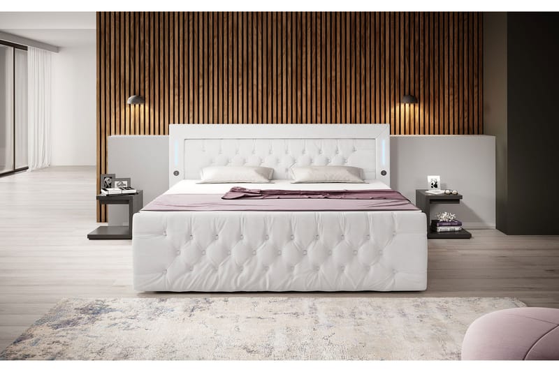 Madelyn Sängpaket Kontinentalsäng med Förvaring 160x200 Vit - (+Fler val) - Komplett Sängpaket - Kontinentalsängar