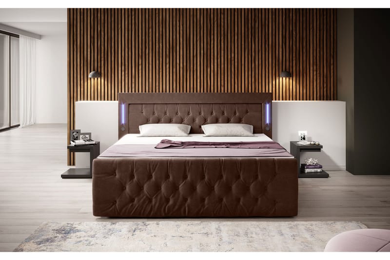 Madelyn Sängpaket Kontinentalsäng med Förvaring 180x200 Brun - (+Fler val) - Komplett Sängpaket - Kontinentalsängar