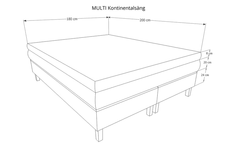 Mei Kontinentalsäng 180x200 cm - Ljusgrå - Möbler - Sovrum - Sängar - Kontinentalsängar