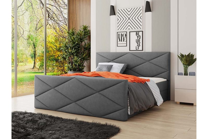 Milano Kontinentalsäng 140x200 cm med Sänggavel  Rosa - Grå - Möbler - Sovrum - Sängar - Kontinentalsängar