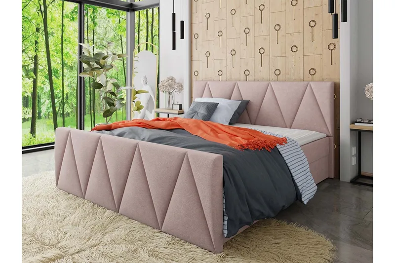 Milano Kontinentalsäng 140x200 cm med Sänggavel - Rosa - Möbler - Sovrum - Sängar - Kontinentalsängar