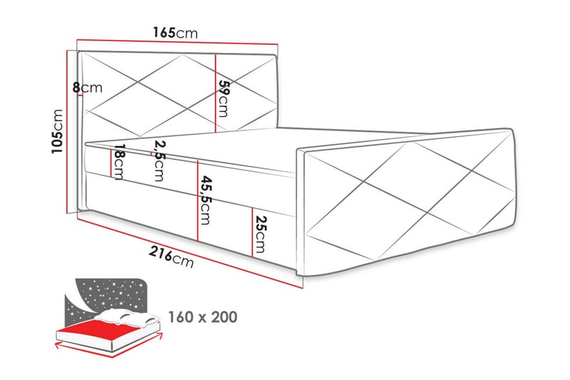 Milano Kontinentalsäng 160x200 cm med Sänggavel - Svart - Möbler - Sovrum - Sängar - Kontinentalsängar
