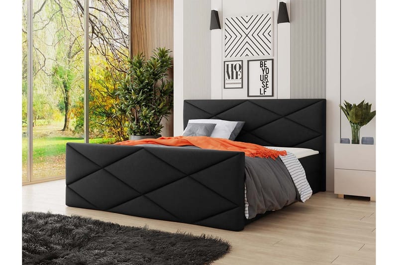 Milano Kontinentalsäng 160x200 cm med Sänggavel - Svart - Möbler - Sovrum - Sängar - Kontinentalsängar