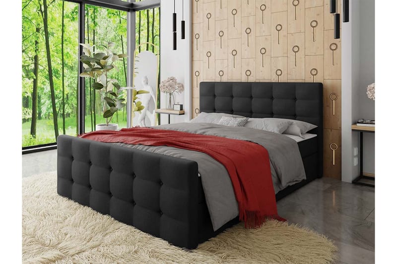 Milano Kontinentalsäng 180x200 cm med Sänggavel - Svart - Möbler - Sovrum - Sängar - Kontinentalsängar