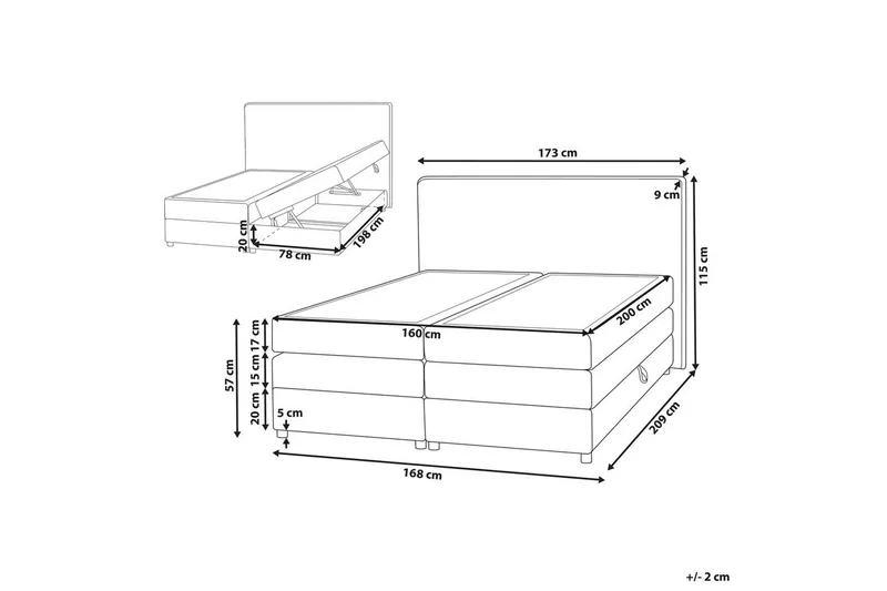 Kontinentalsäng Minister Grå-Silver, 160x200 cm - Grå-Silver, 160x200 cm - Möbler - Sovrum - Sängar - Kontinentalsängar
