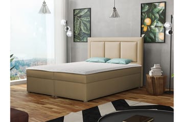 Moden Komplett Sängpaket – Kontinentalsäng 140x215 cm i Tyg med Förvaring, Sänggavel + Bäddmadrass med Fasthetsgrad Mjuk - Beige - Möbler - Sovrum - Sängar - Kontinentalsängar