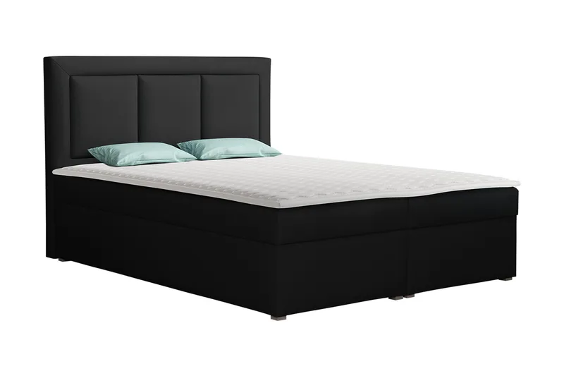Moden Komplett Sängpaket – Kontinentalsäng 140x215 cm med Sänggavel + Bäddmadrass, Svart