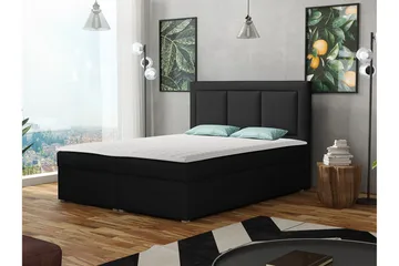 Moden Komplett Sängpaket – Kontinentalsäng 140x215 cm med Sänggavel + Bäddmadrass - Svart - Möbler - Sovrum - Sängar - Kontinentalsängar