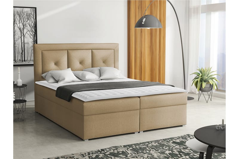 Moden Kontinentalsäng 160x215cm LED-belysning - Beige - Möbler - Sovrum - Sängar - Kontinentalsängar