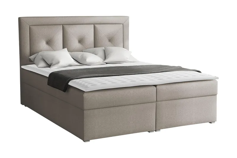 Moden Kontinentalsäng 160x215cm LED-belysning, Beige/Grå