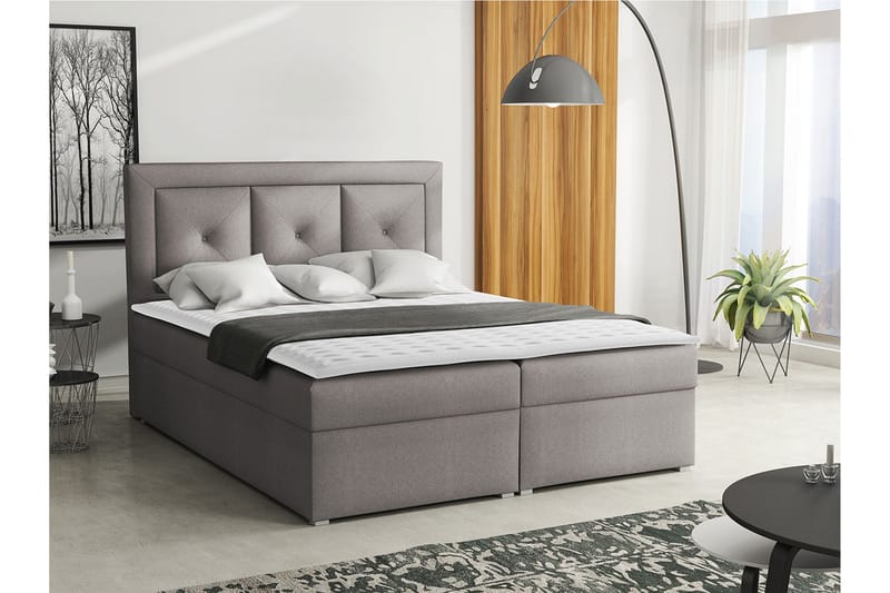 Moden Kontinentalsäng 160x215cm LED-belysning - Grå - Möbler - Sovrum - Sängar - Kontinentalsängar