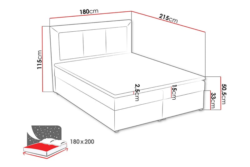 MODEN Kontinentalsäng 180x215 cm Blå - Beige - Möbler - Sovrum - Sängar - Kontinentalsängar