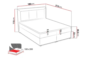 Moden Kontinentalsäng 180x215cm LED-belysning - Svart - Möbler - Sovrum - Sängar - Kontinentalsängar