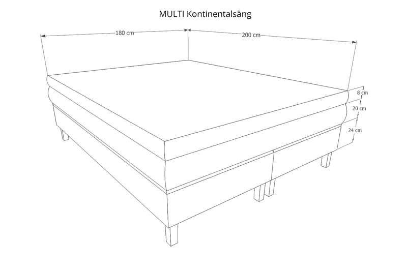 MULTI Kontinentalsäng 180 Ljusgrå - Möbler - Sovrum - Sängar - Kontinentalsängar