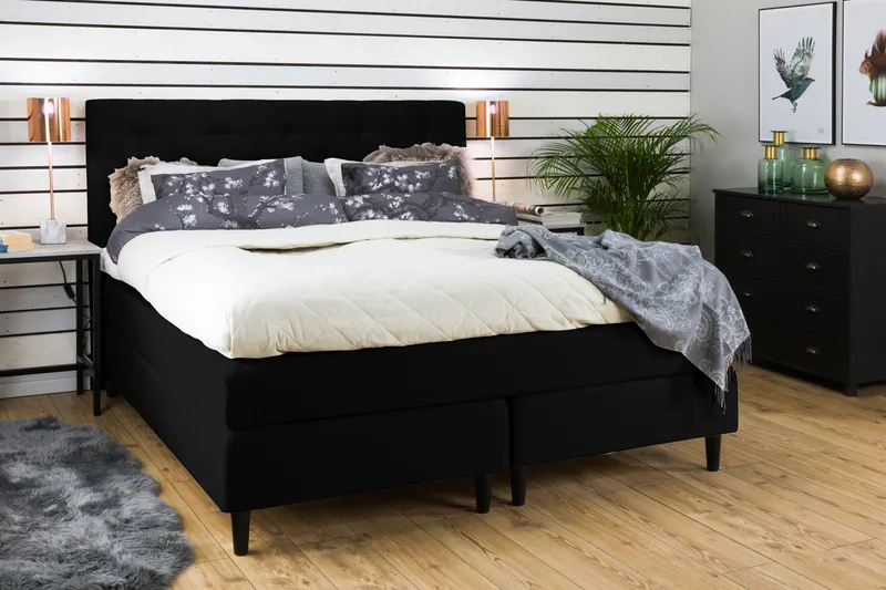 Nice Deluxe Komplett Sängpaket 160x200 - Svart - Möbler - Sovrum - Sängar - Kontinentalsängar