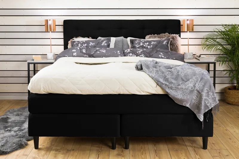 Nice Deluxe Komplett Sängpaket 160x200 - Svart - Möbler - Sovrum - Sängar - Kontinentalsängar