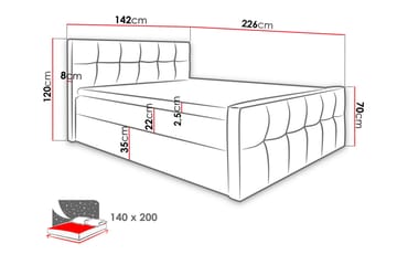 Norrbacksjö Kontinentalsäng 140x200 cm - Grå - Möbler - Sovrum - Sängar - Kontinentalsängar