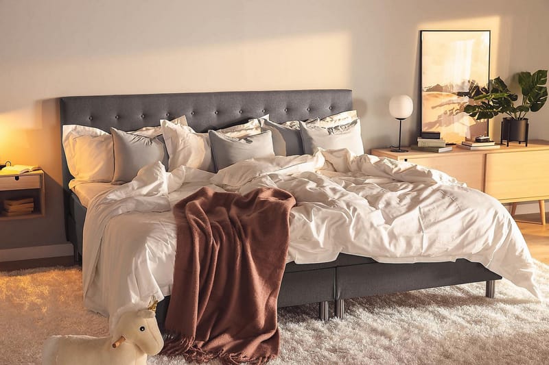 NOVELLA Familjesäng 240x200 cm Mörkgrå (+Fler val) - Möbler - Sovrum - Sängar - Komplett Sängpaket