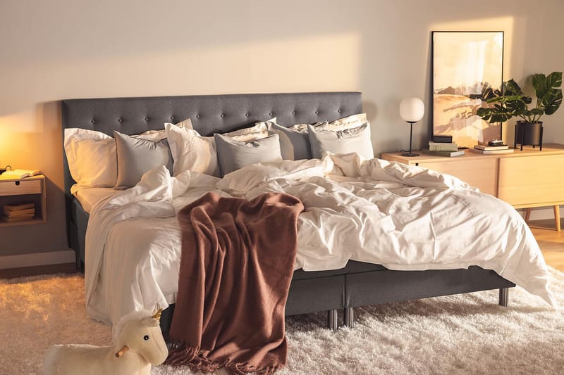 NOVELLA Familjesäng Sängpaket 240x200 cm Mörkgrå (+Fler val) - Möbler - Sovrum - Sängar - Komplett Sängpaket