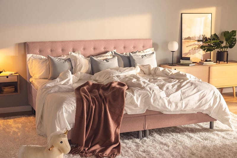 NOVELLA Familjesäng Sängpaket 240x210 cm Rosa (+Fler val) - Möbler - Sovrum - Sängar - Kontinentalsängar