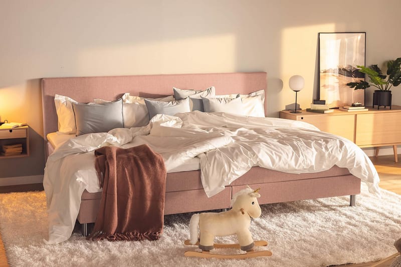 NOVELLA Familjesäng Sängpaket 280x200 cm Rosa (+Fler val) - Möbler - Sovrum - Sängar - Kontinentalsängar
