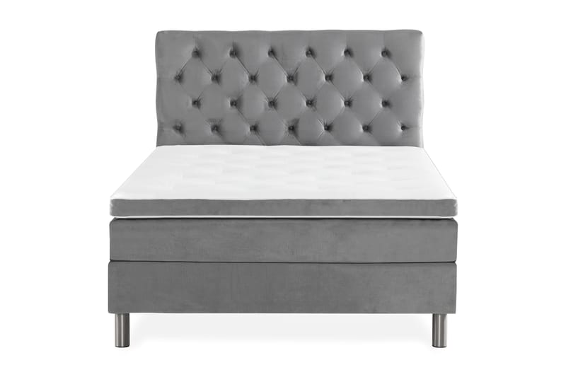 NOVELLA Sängpaket 120x200 cm Djuphäftad Gavel Ljusgrå/Sammet - Möbler - Sovrum - Sängar - Komplett Sängpaket