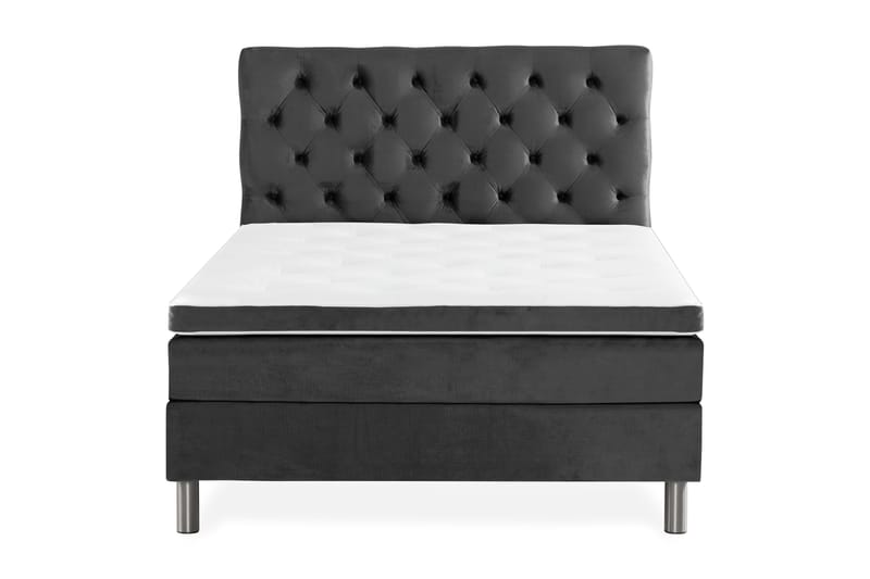 NOVELLA Sängpaket 120x200 cm Djuphäftad Gavel Mörkgrå/Sammet - Möbler - Sovrum - Sängar - Komplett Sängpaket