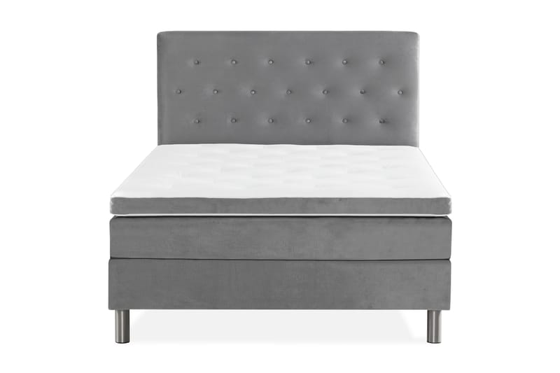 NOVELLA Sängpaket 120x200 cm Knapp Gavel Ljusgrå/Sammet - Möbler - Sovrum - Sängar - Komplett Sängpaket