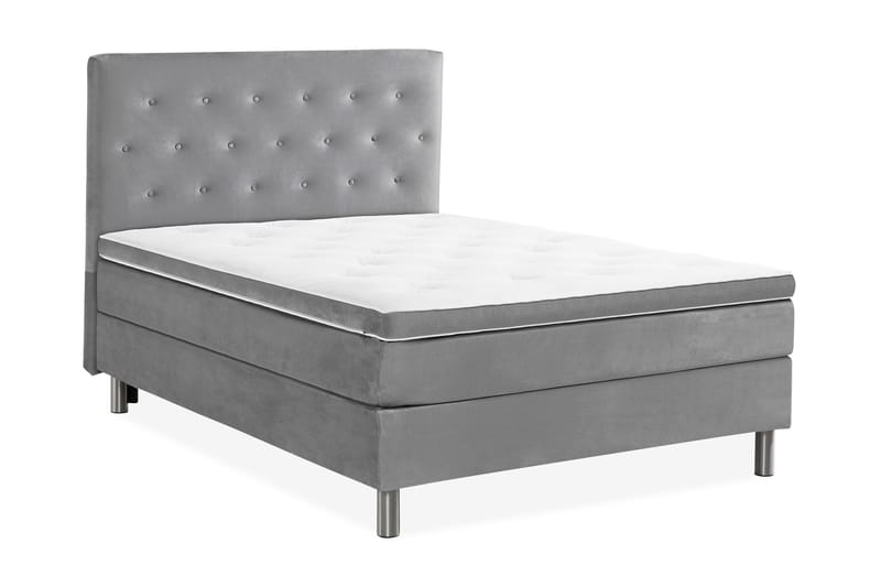 NOVELLA Sängpaket 120x200 cm Knapp Gavel Ljusgrå/Sammet - Möbler - Sovrum - Sängar - Komplett Sängpaket