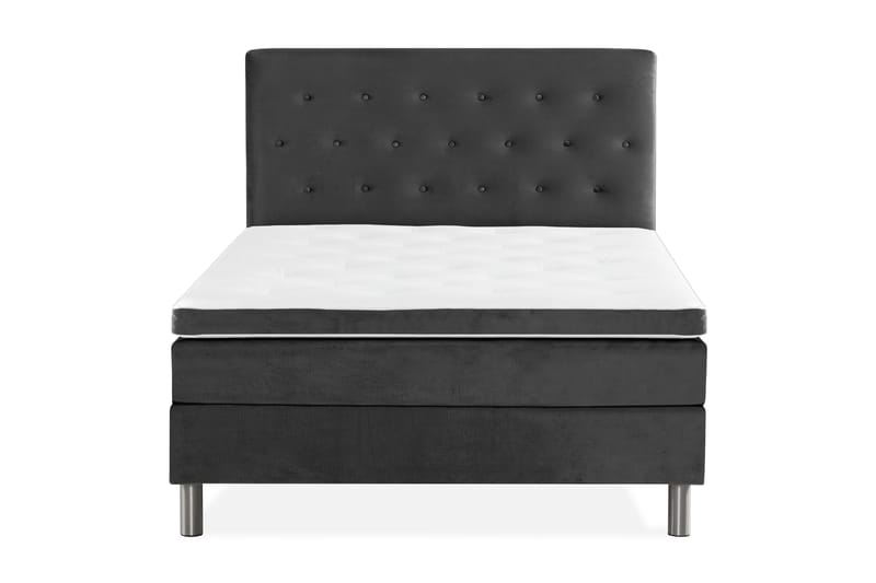 NOVELLA Sängpaket 120x200 cm Knapp Gavel Mörkgrå/Sammet - Möbler - Sovrum - Sängar - Komplett Sängpaket
